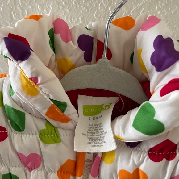 Baby Girls size 6-12 Month Rainbow Heart Puffer Jacket - Picture 4 of 6